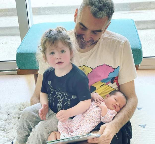 Laura Clery's husband, Stephen Hilton with their children 