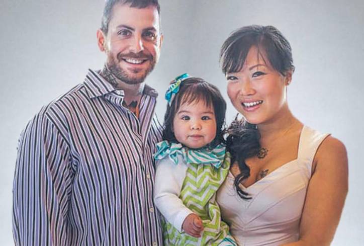 Michael Fanone with his wife, Hsin Yi Wang and his daughter
